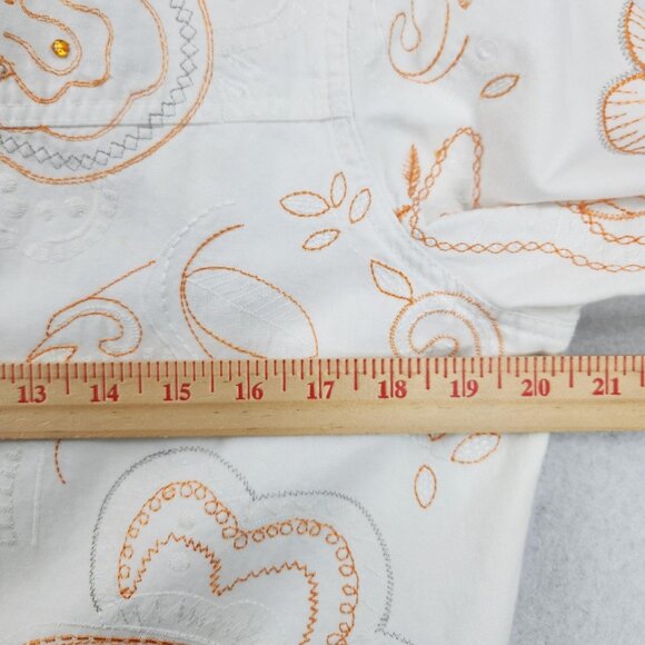 Coldwater Creek Jacket Womens Medium Petite White Embroidered Floral Button Up - Picture 5 of 14